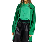 Cotton-Viscose Drawstring Parka — Green