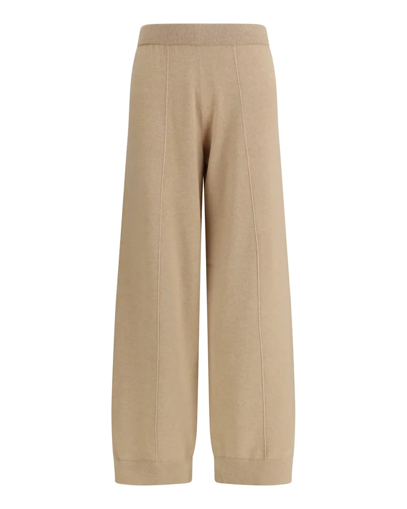 Fabiana Filippi Women's Trousers Jewel Detail Beech Fleece Wool Beige