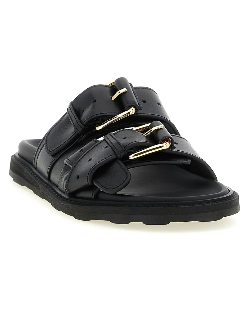 Moschino Women's Black Calfskin Slides Shoe Black