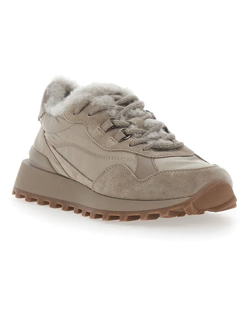 Brunello Cucinelli Women's Sneakers Grey Leather Trainers Gray