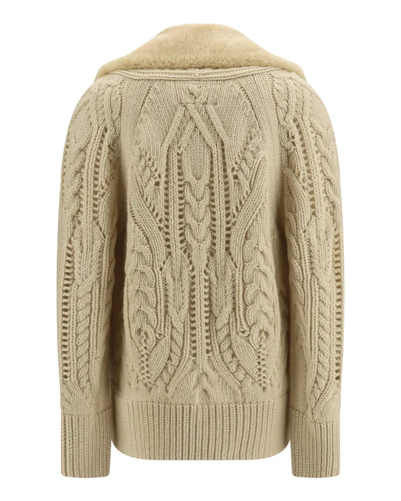 Ermanno Scervino Virgin Wool With Fur Collar Coat — Beige Beige