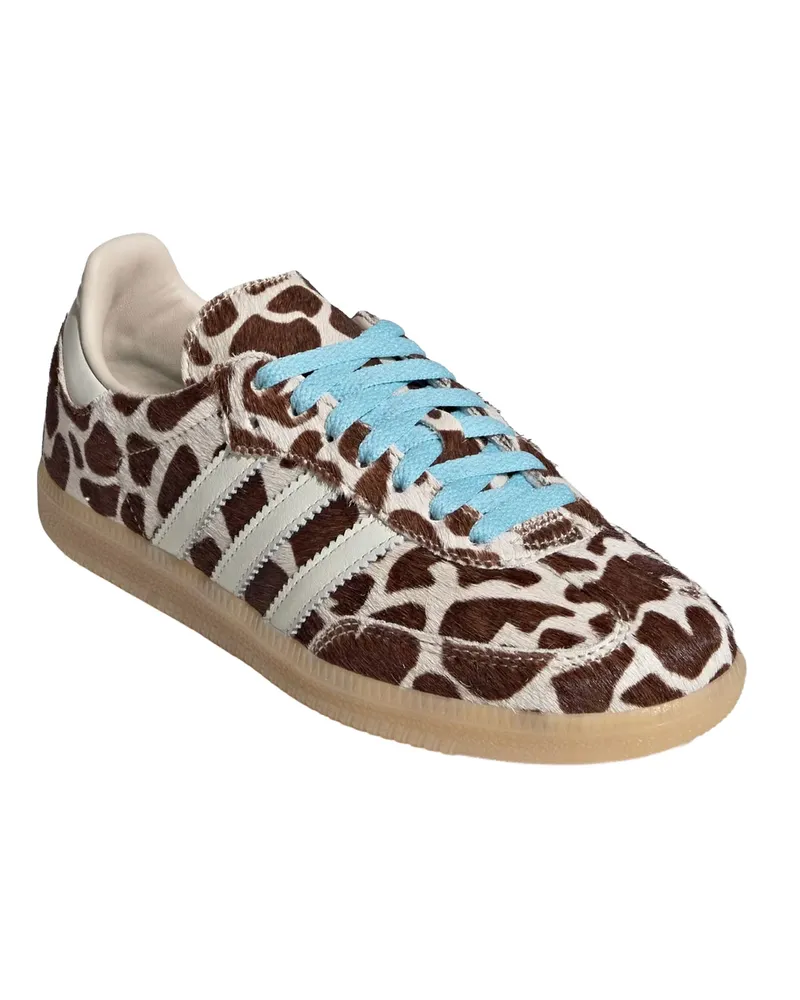 adidas Women's Sneakers Samba Og Ivory-Gum Crystal Linen-Ivory-Gum Leather Upper Trainers Linen/ivory/gum Brown