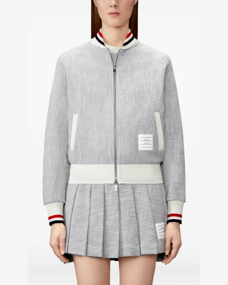 Thom Browne Striped Tweed Jacket — Grey Grey