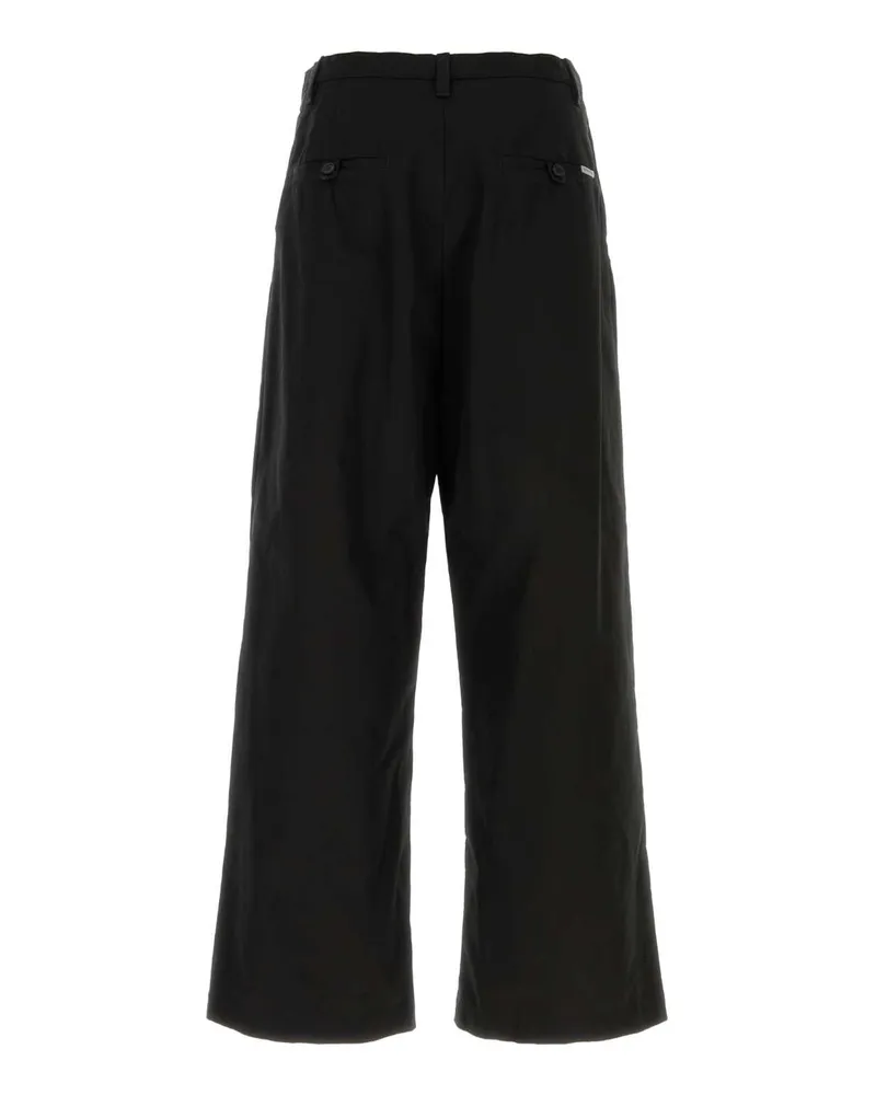 Balenciaga Men's Black Cotton Wide-Leg Pant Exterior: Pantaloni Trousers Black