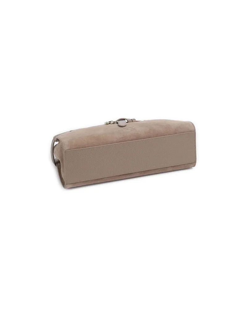 Coccinelle Women's Handbag Warm Taupe Suede Leather-Grained Leather Bags - Handbags Leather/grained Taupe