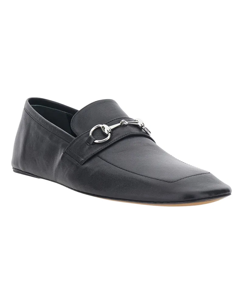 Gucci Men's Loafers Edgar Horsebit Black Leather 