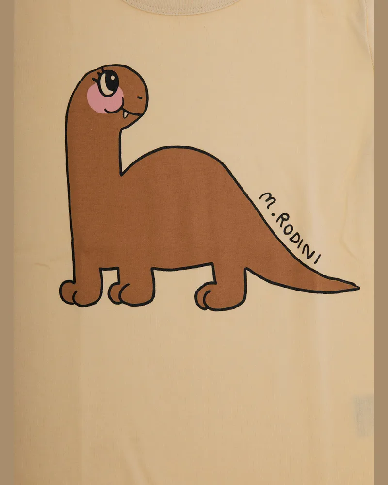 Mini Rodini Dinosaur-Print Cotton T-Shirt — Beige Beige