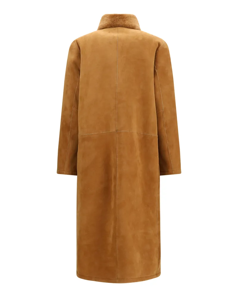 Sword 6.6.44 Leather Shearling Coat — Camel Camel
