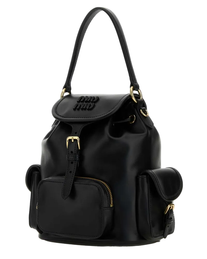 Miu Miu Women's Black Leather Backpack Nero Borse A Mano Black