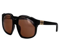 0MU Square Acetate Sunglasses — Black