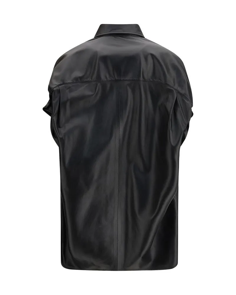 Balenciaga Women Black Lamb Ovis Aries Shortsleeve Shirt Black