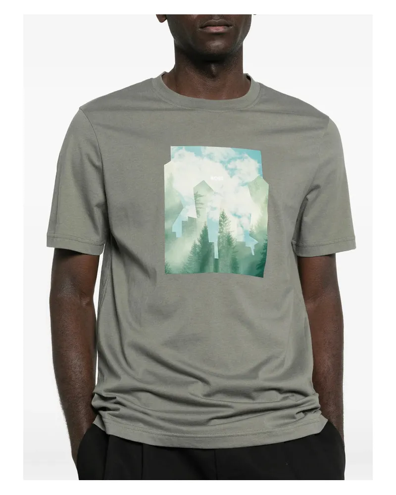 HUGO BOSS Landscape Graphic Print T-Shirt — Gray Gray