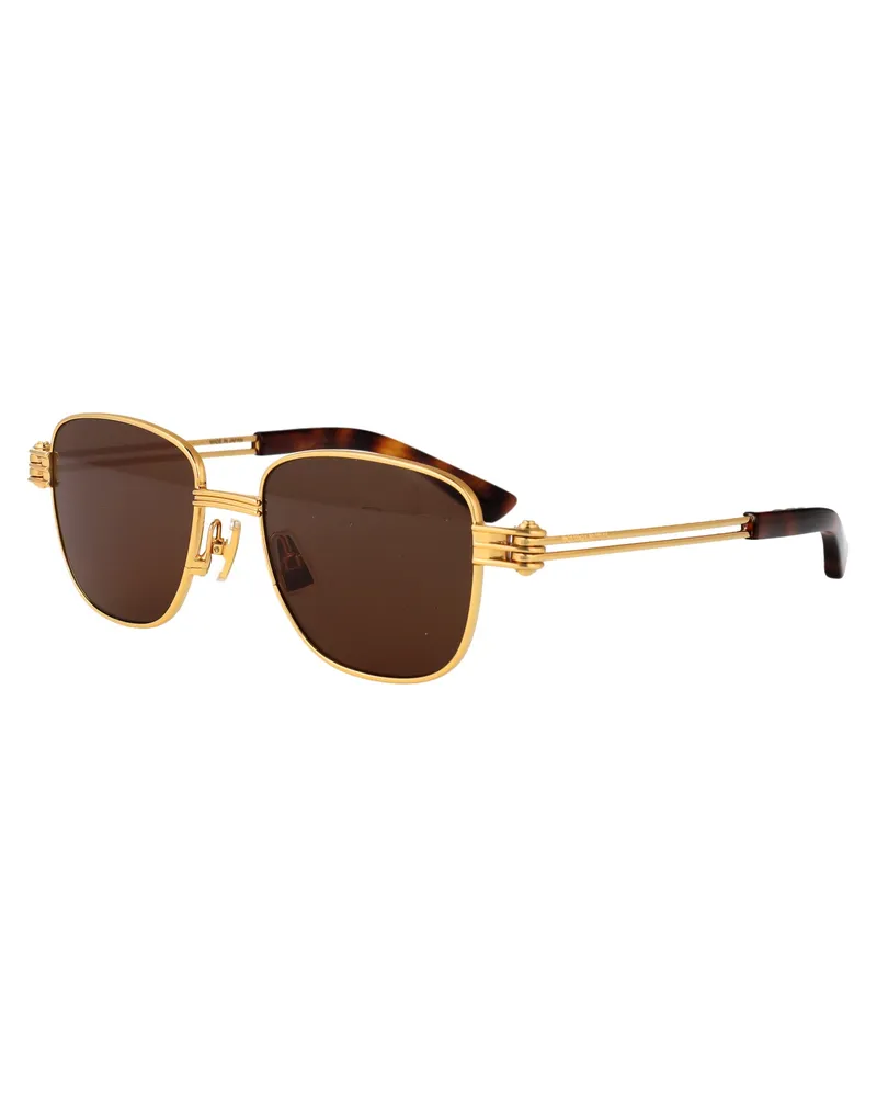 Bottega Veneta Unisex Sunglasses Bv1380s Gold Metal Gold-Gold-Brown Gold/gold/brown Gold