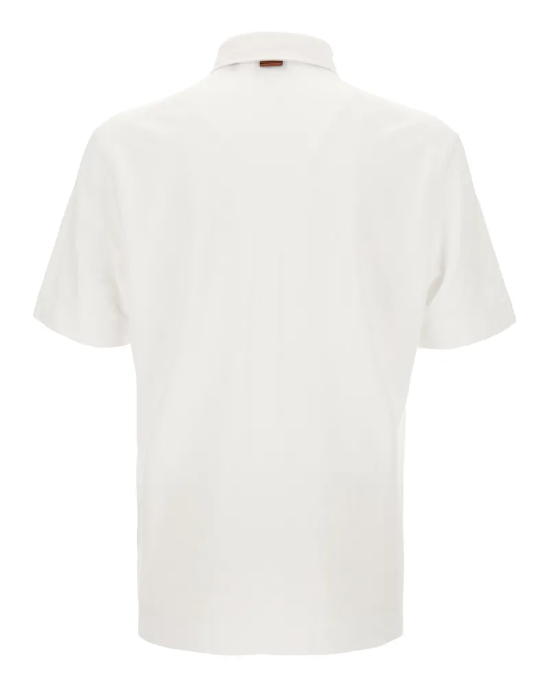 Ermenegildo Zegna Piqué Cotton Polo Shirt — White White