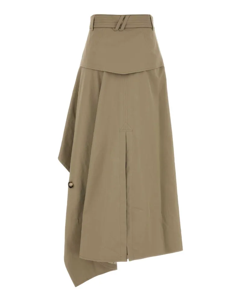 Burberry Women's Cappuccino Gabardine Skirt Saltmarshbeige Cotton Beige