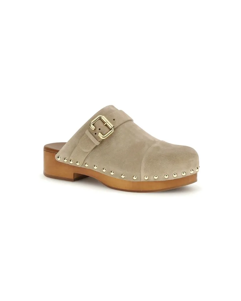 Chloé Women's Beige Calf Leather Bos Taurus Clogs Shoe Beige
