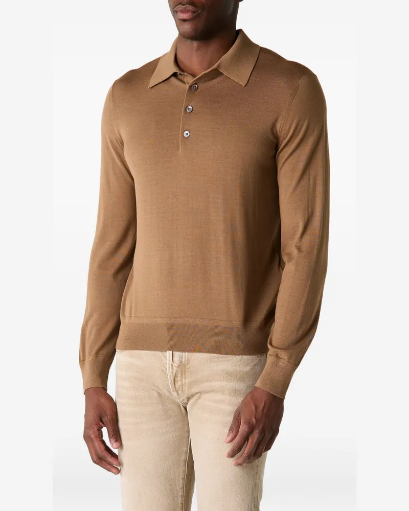 Tom Ford Men's Sweater Button-Front Beige Wool Beige