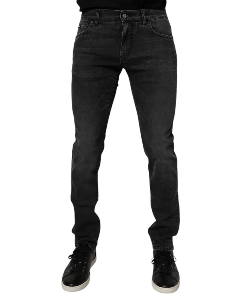 Dolce & Gabbana Black Cotton Stretch Skinny Men Denim Jeans Elastane Clothing Black