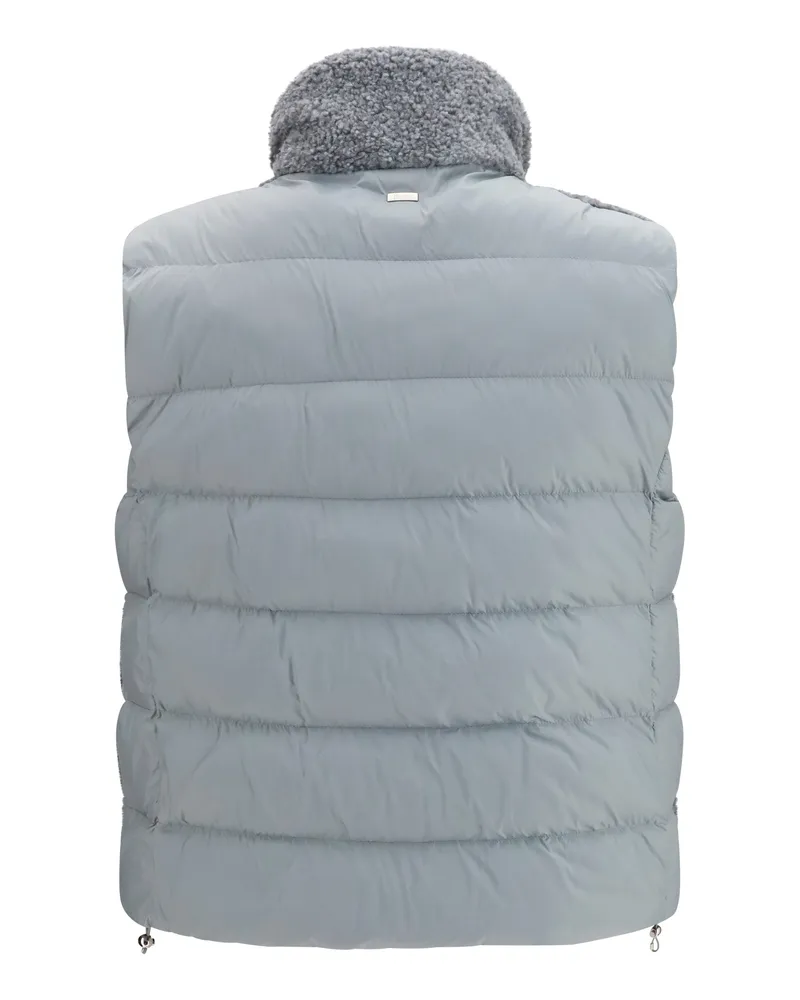 Herno Shearling-Front Padded Vest — Gray Gray