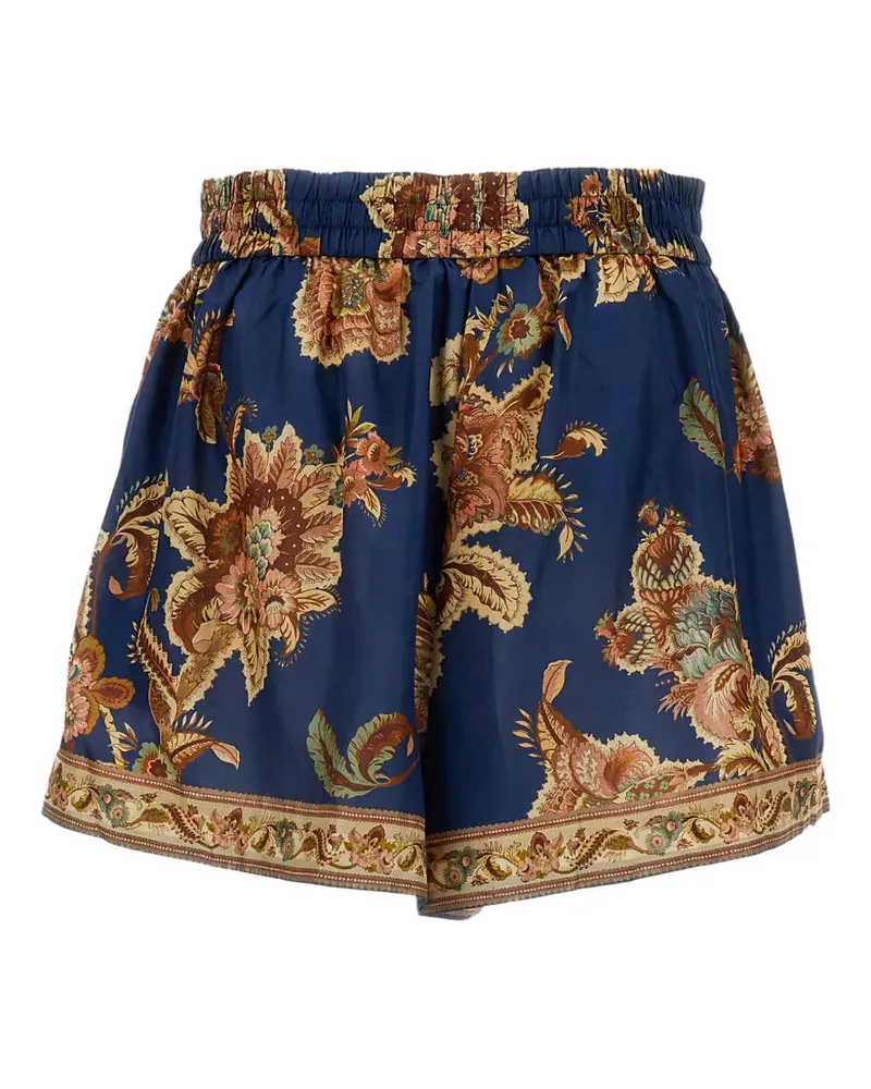 Zimmermann Women's Aster Printed Silk Shorts Aw26 W Navy