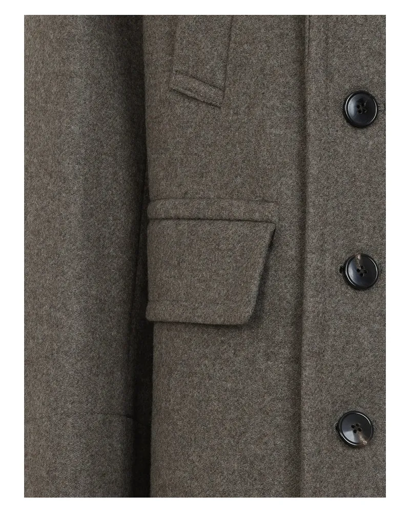 Dries van Noten Double-Breasted Wool Coat — Brown Brown