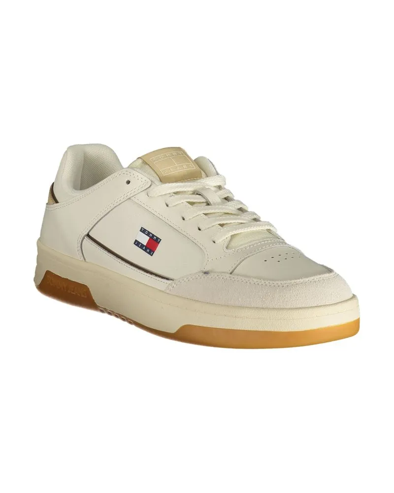Tommy Hilfiger Lace-Up Leather and Polyurethane Sneaker — White White