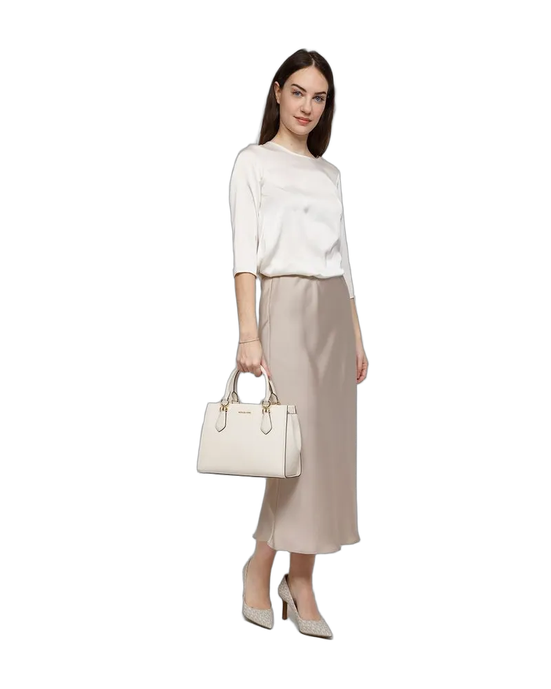 Michael Kors Women's Satchel Light Cream Leather Satchel-bags Beige