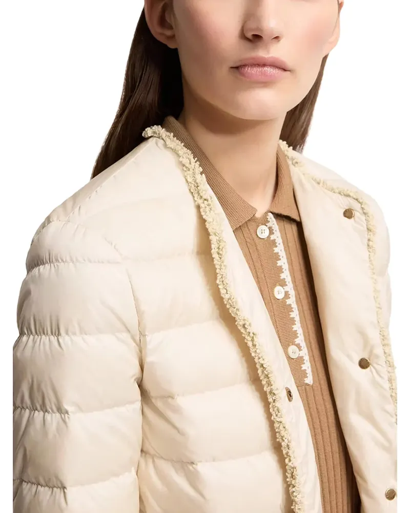 Moncler Bouclé-Trimmed Down Down Jacket — Beige Beige