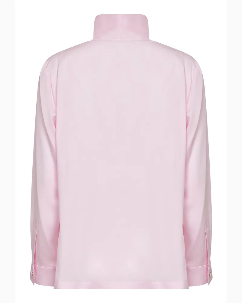 Max Mara Women's Pink Silk Charmeuse Blouse With Foulard Collar Shirt Pink