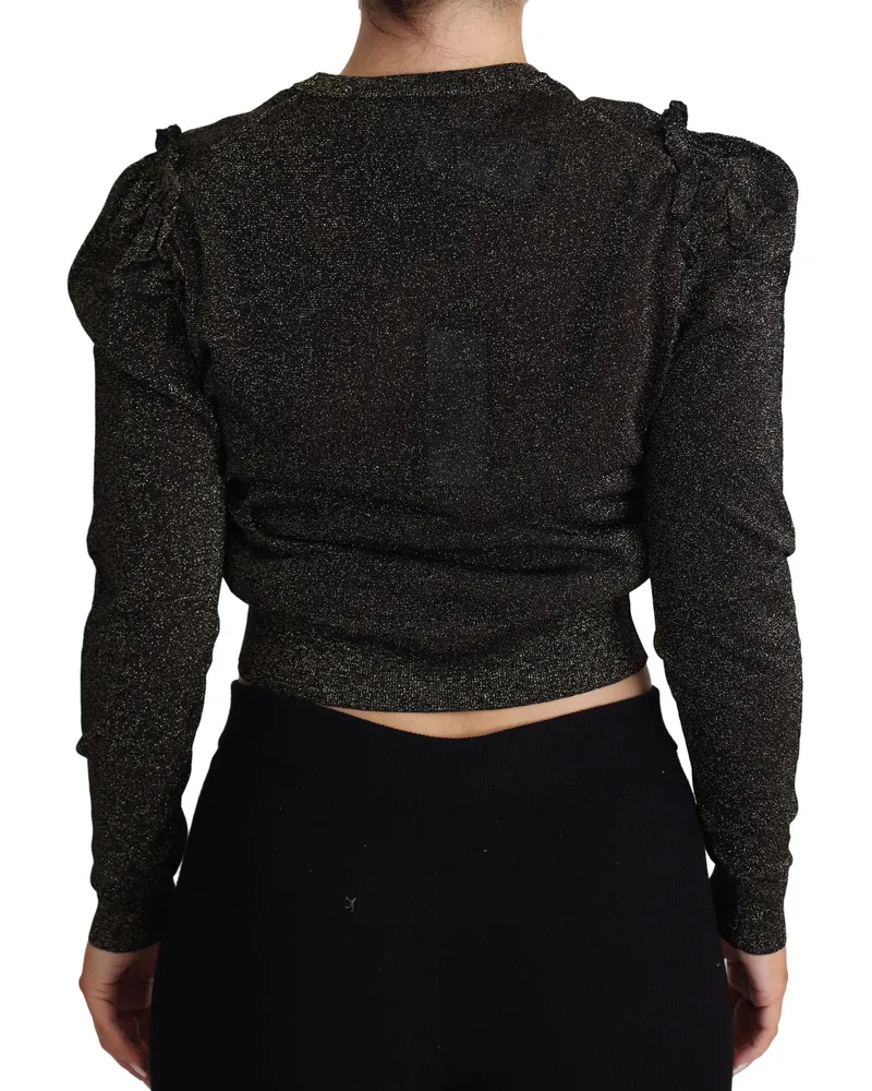 Dolce & Gabbana Black Gold Cropped Women Pullover Sweater Rayon Polyester Clothing Black