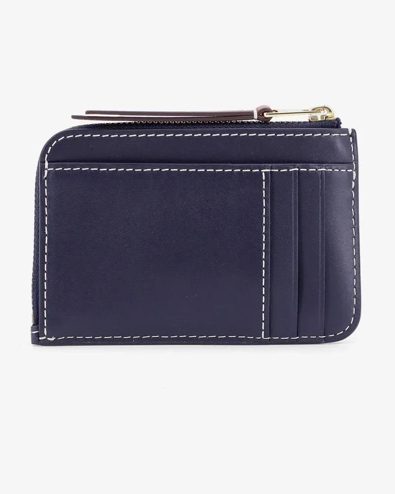 Tory Burch Women's Envelope Card Case Wallet T Monogram Blue Cotton-Polyester-Leather & Purses Cotton/polyester/leather Navy