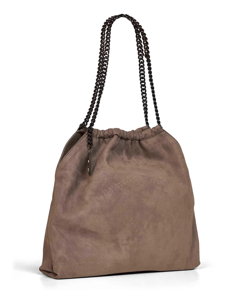 Stella McCartney Women's Shoulder Bag Falabella Drawstring Dark Taupe Brown Polyamide Handbags Hand Brown