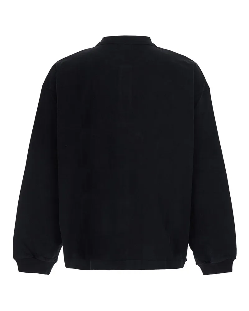 REPRESENT Men's Sweatshirt With Polo Collar, Black Cotton Sweatshirts Sweater Black