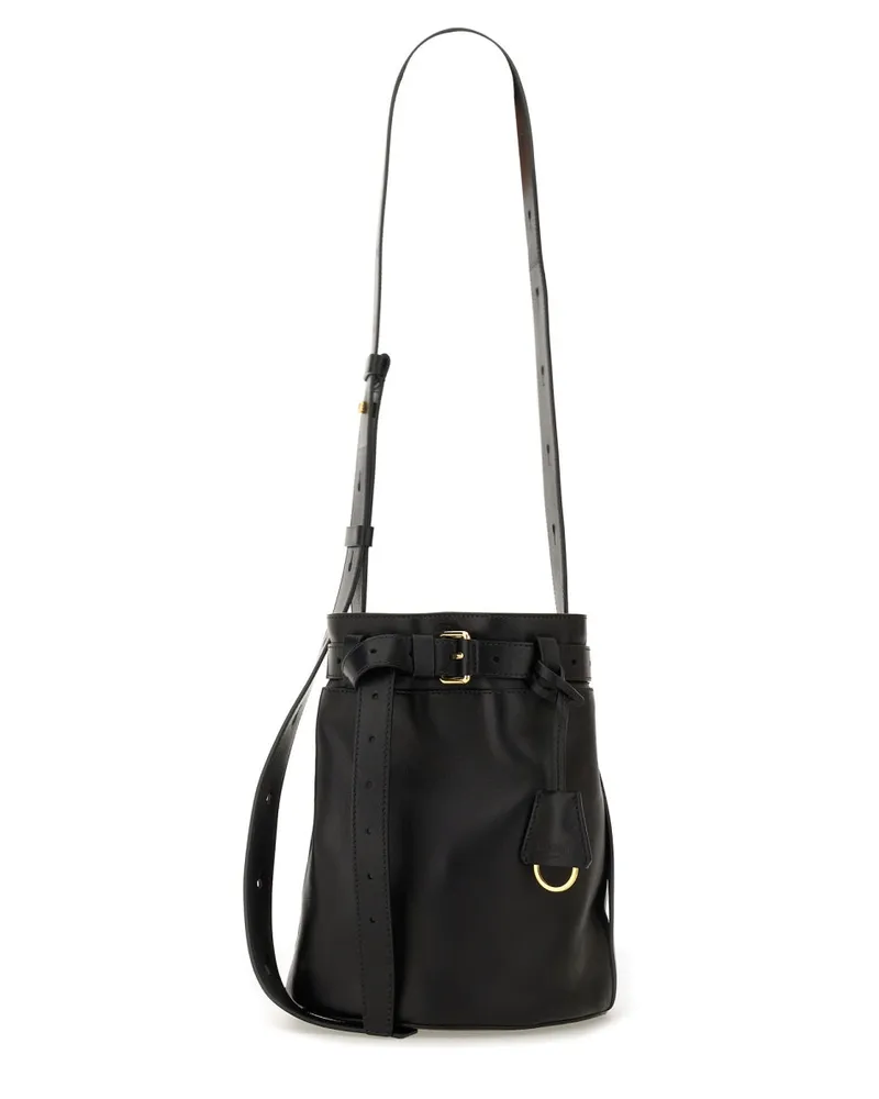 Moschino Women's Tie Me Bucket Bag Black Polyamide Shoulder Black