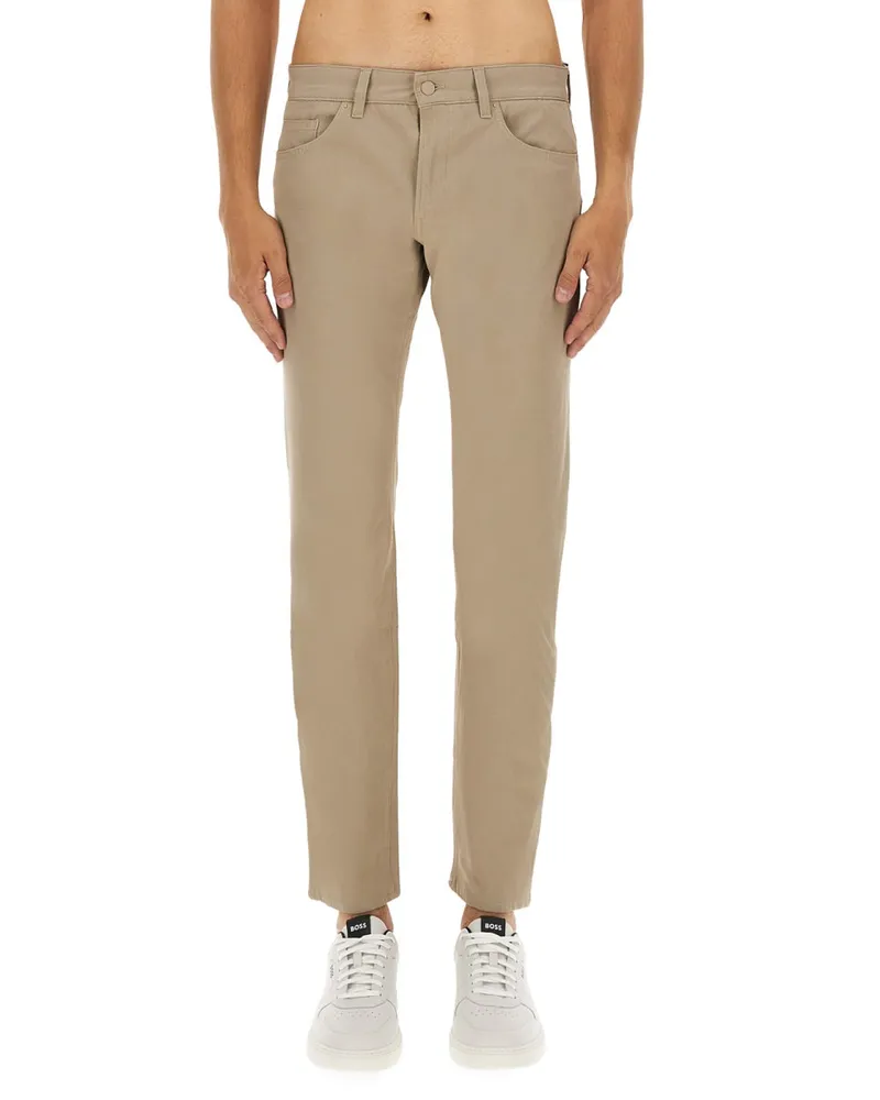 HUGO BOSS Cotton Twill Trousers — Beige Beige