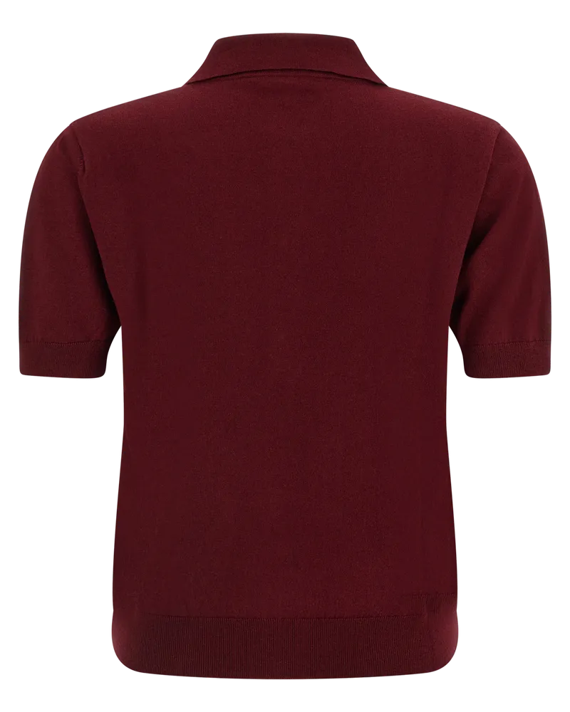Max Mara Women Bordeaux Cotton Polo Shirt Burgundy
