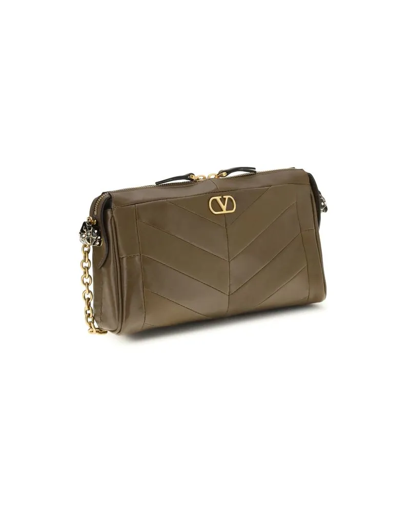 Valentino Garavani Nappa Leather Shoulder Bag — Brown Brown