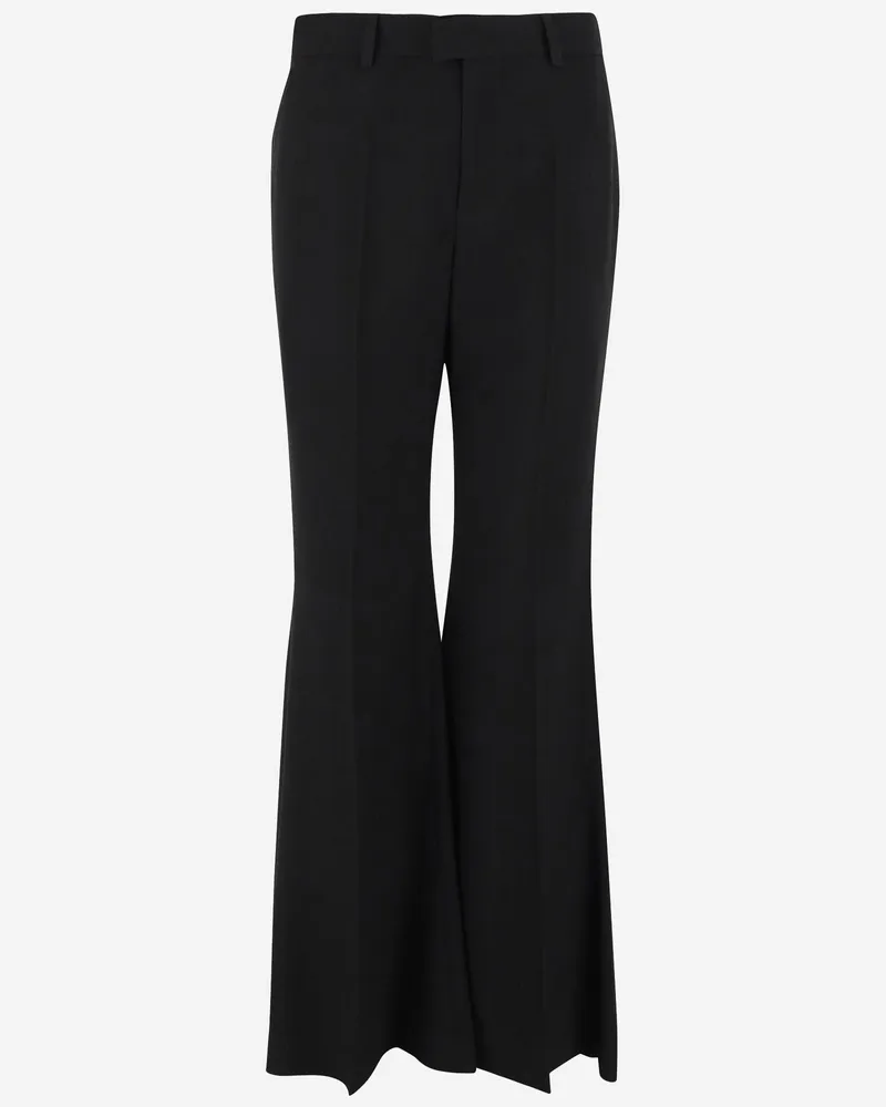 Balenciaga Women's Viscose Flared Pants Black Trousers Black