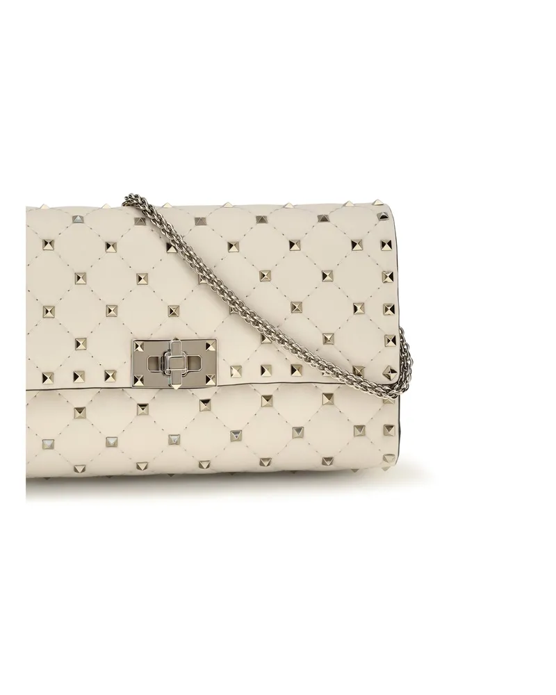 Valentino Garavani Women's Shoulder Bag Rockstud Spike Light Ivory Leather Calf Beige