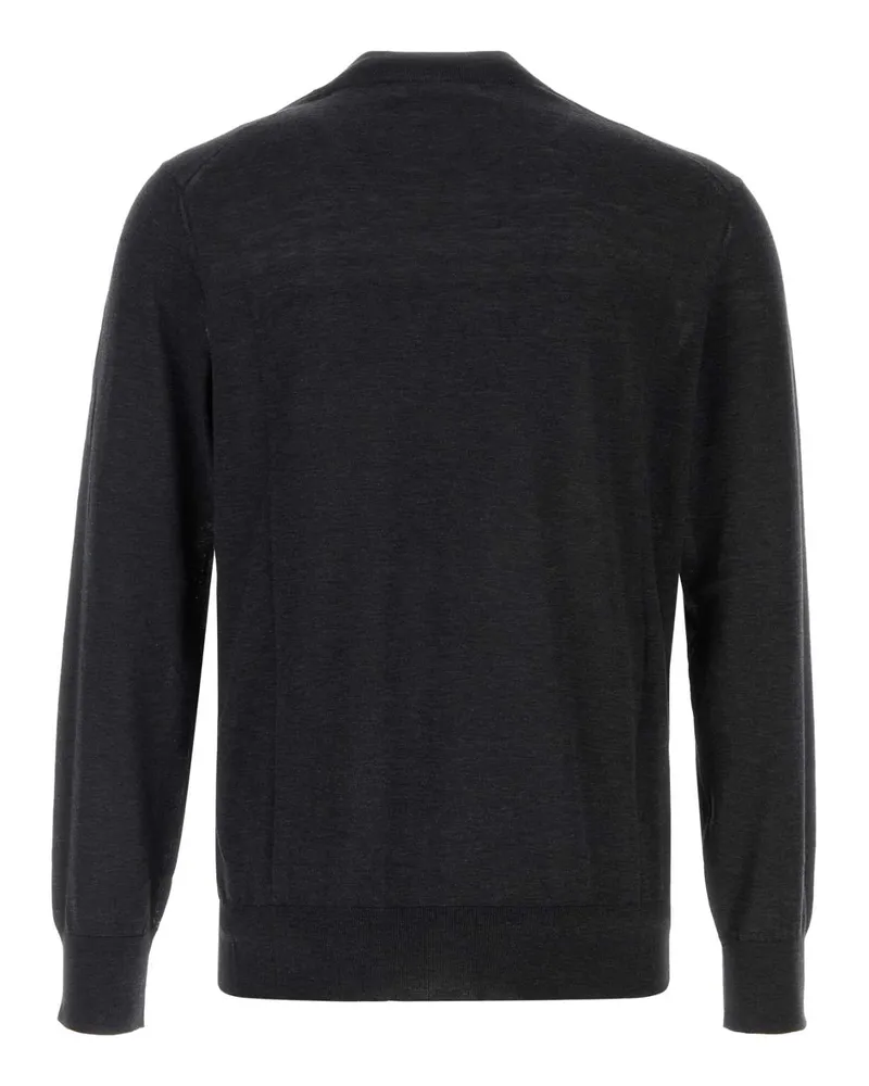 Brunello Cucinelli Men's Slate Silk Blend Sweater Antracite Exterior: Cotton Maglieria Gray
