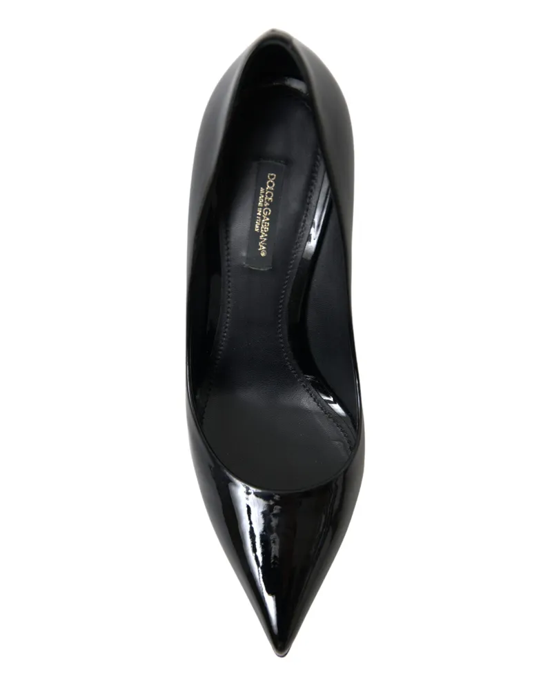 Dolce & Gabbana Women's Black Patent Leather Pumps Heels Shoes Black