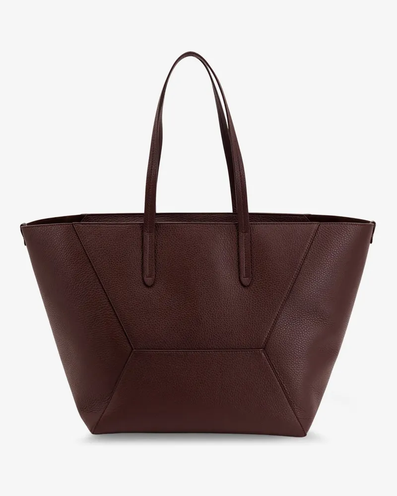 Brunello Cucinelli Women's Bc Duo Hammered Leather Shoulder Bag Brown Brown