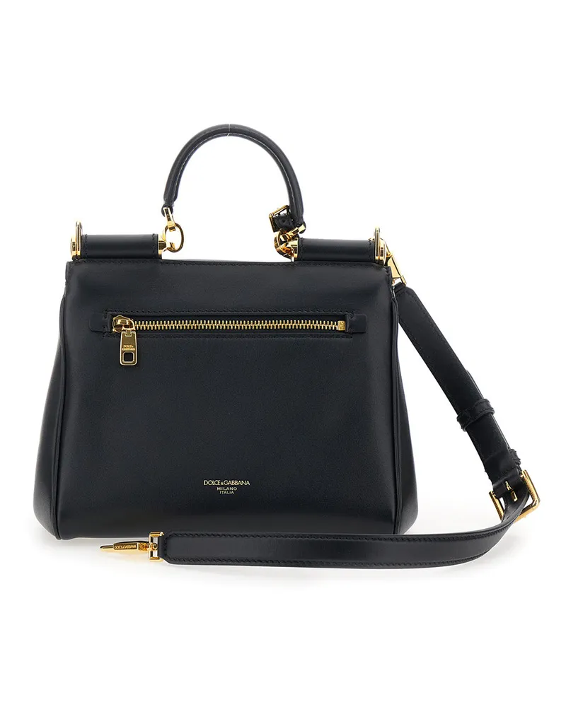 Dolce & Gabbana Women's Handbag My Sicily Piccola Black Leather Calfskin Handbags Hand Bags Black