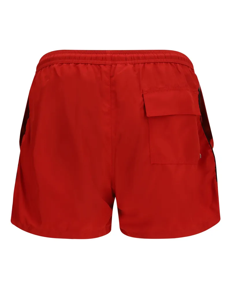 GCDS Men Logo-Detail Swim Shorts Tomato Red-Black Nylon Swimwear Red/black Sea Clothing Red