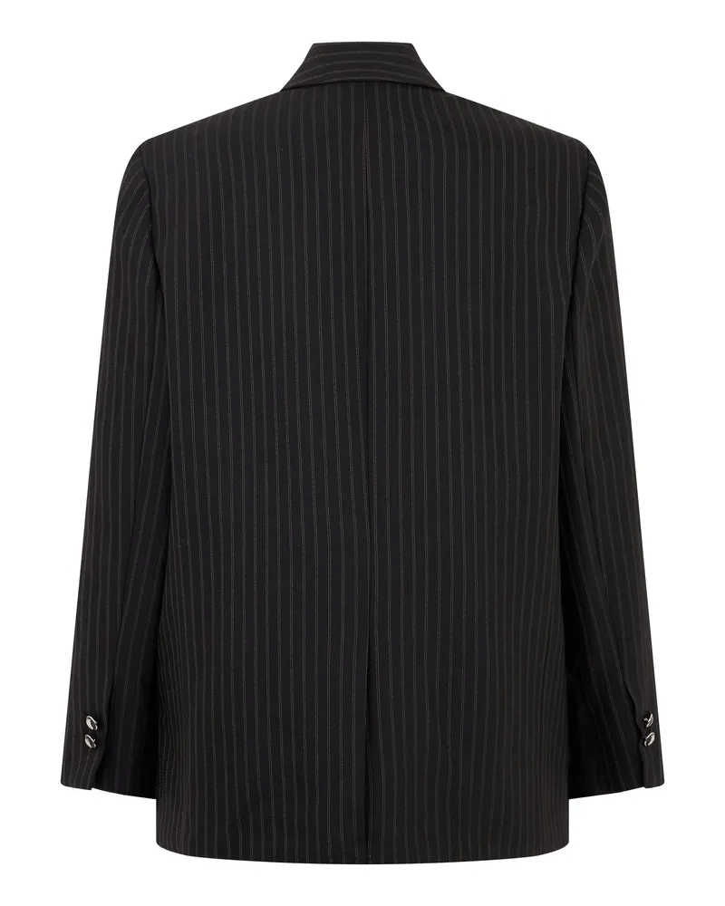 Elisabetta Franchi Pinstriped Virgin Wool Blazer — Black Black