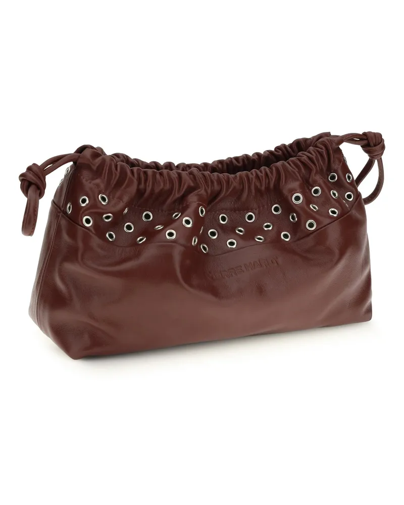 Pierre Hardy Women's Double Clutch With Eyelets Calf Burgundy Leather Bos Taurus Clutches Burgundy