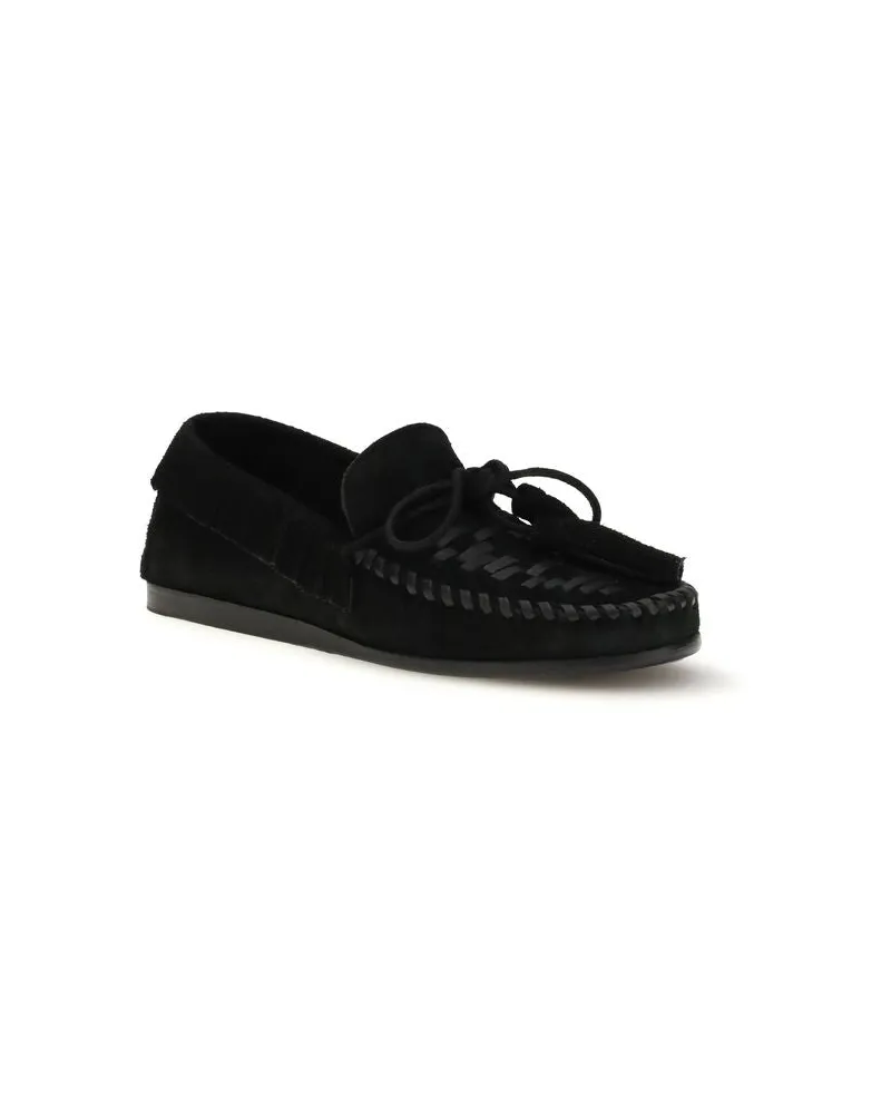 Isabel Marant Women's Black Calf Leather Bos Taurus Slip-On Loafers Black