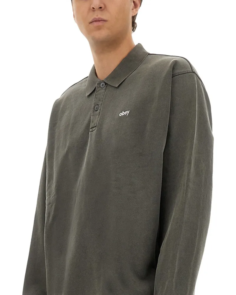 Obey 100% Cotton Polo Shirt — Black Black