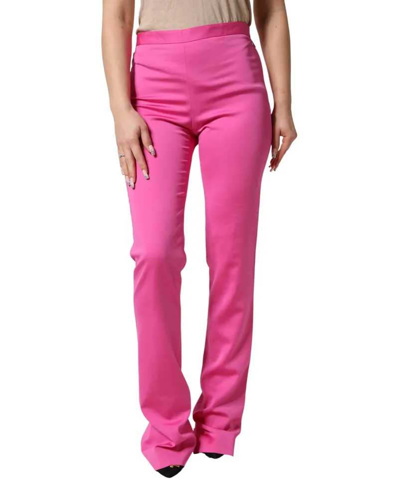 Versace Women's High-Waist Viscose Blend Trousers Pink Wool Elastane Pink