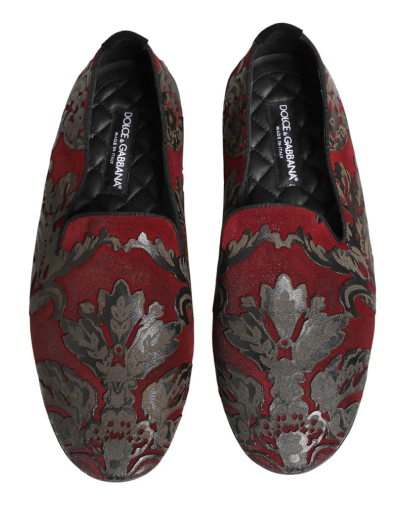 Dolce & Gabbana Men's Bordeaux Jacquard Leather Slip On Loafer Shoes Co+vi+lamb+70lf Burgundy